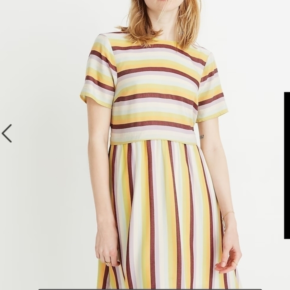 Madewell Striped Scoop-Back Dress Sea Haze Multi Stripe 2 - Picture 1 of 9